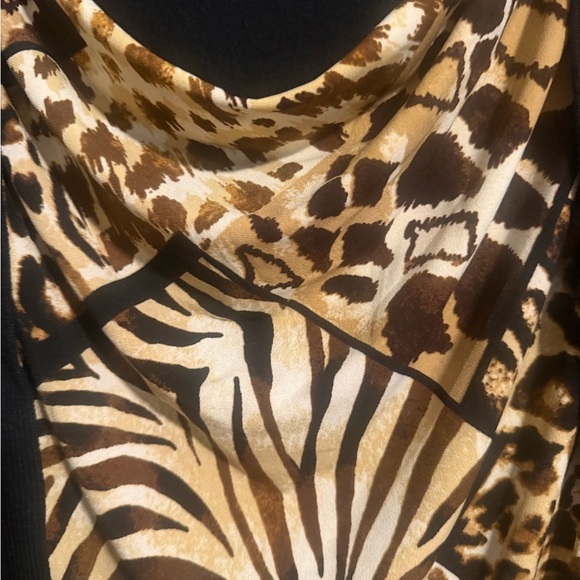 Alfred Dunner Black Cardigan sweater medium Animal Print 2 in 1 open front - Picture 2 of 8